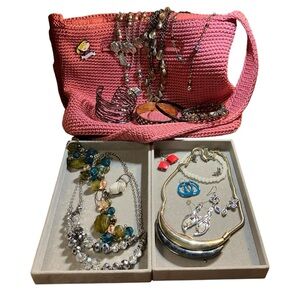 Y2K Bundle - Pink The SAK Handbag and 16 Pieces of Jewelry